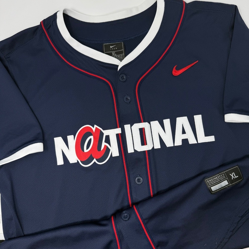 Nike Atlanta Braves National League Baseball Jersey Navy Blue XL DX9029